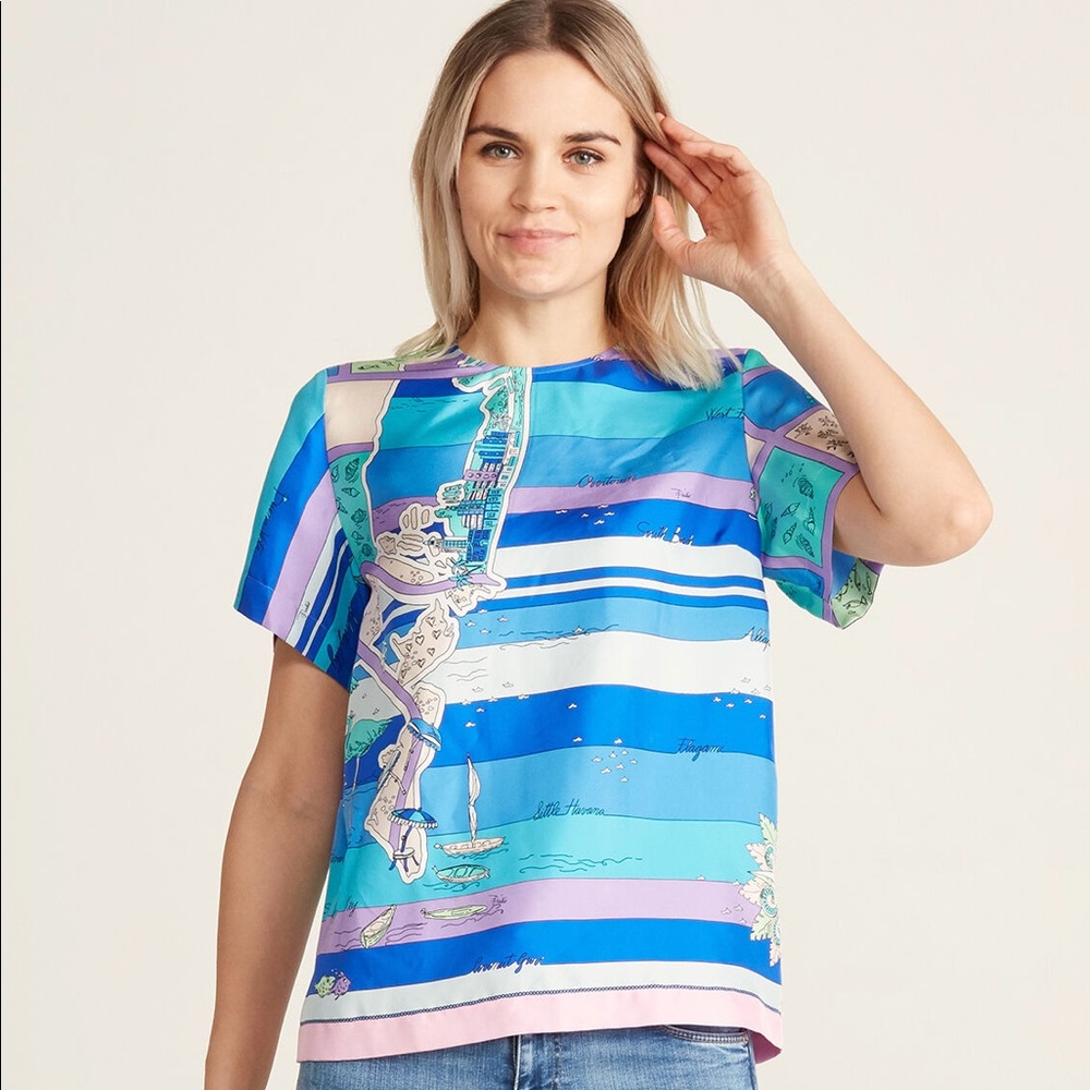 Authentic Emilio Pucci Silk Island Short SleeveTee